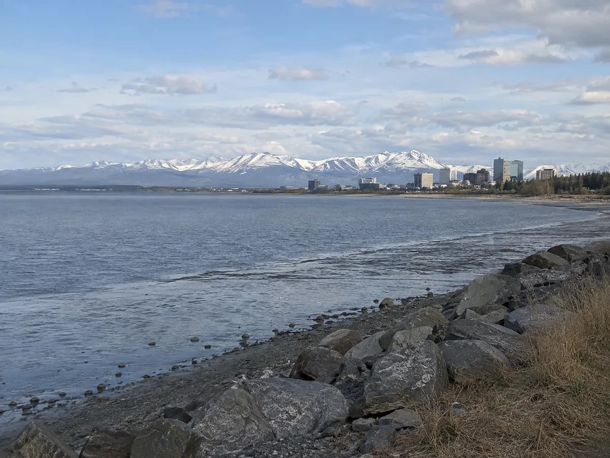 Cook Inlet waterfront scene inspired by Anchorage