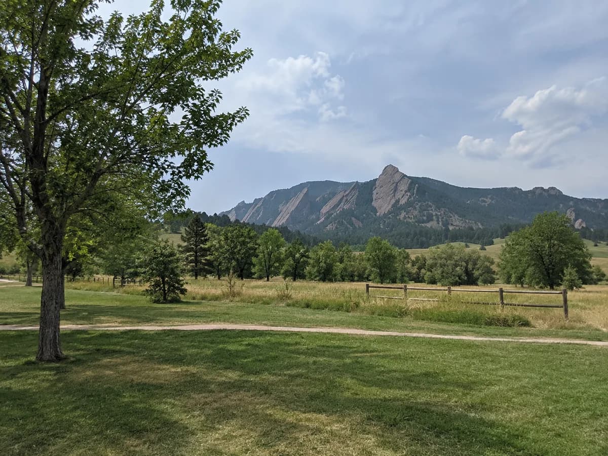 Park view inspired by the Flatirons in Boulder