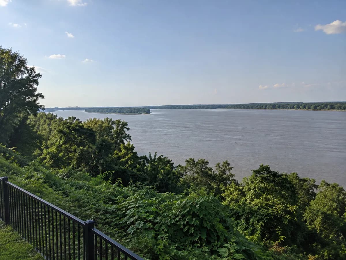 Mississippi River overlook scene inspired by Natchez
