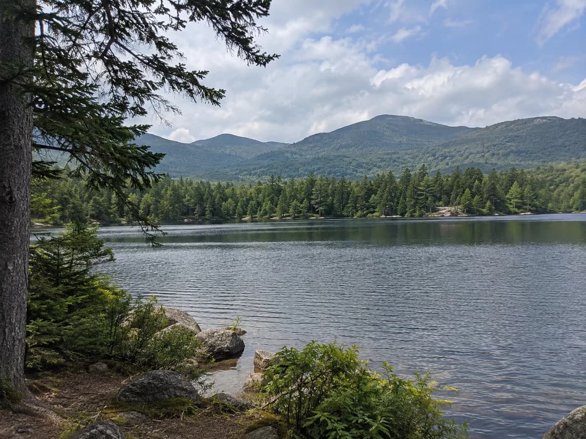 Mountain lake scene inspired by the White Mountains