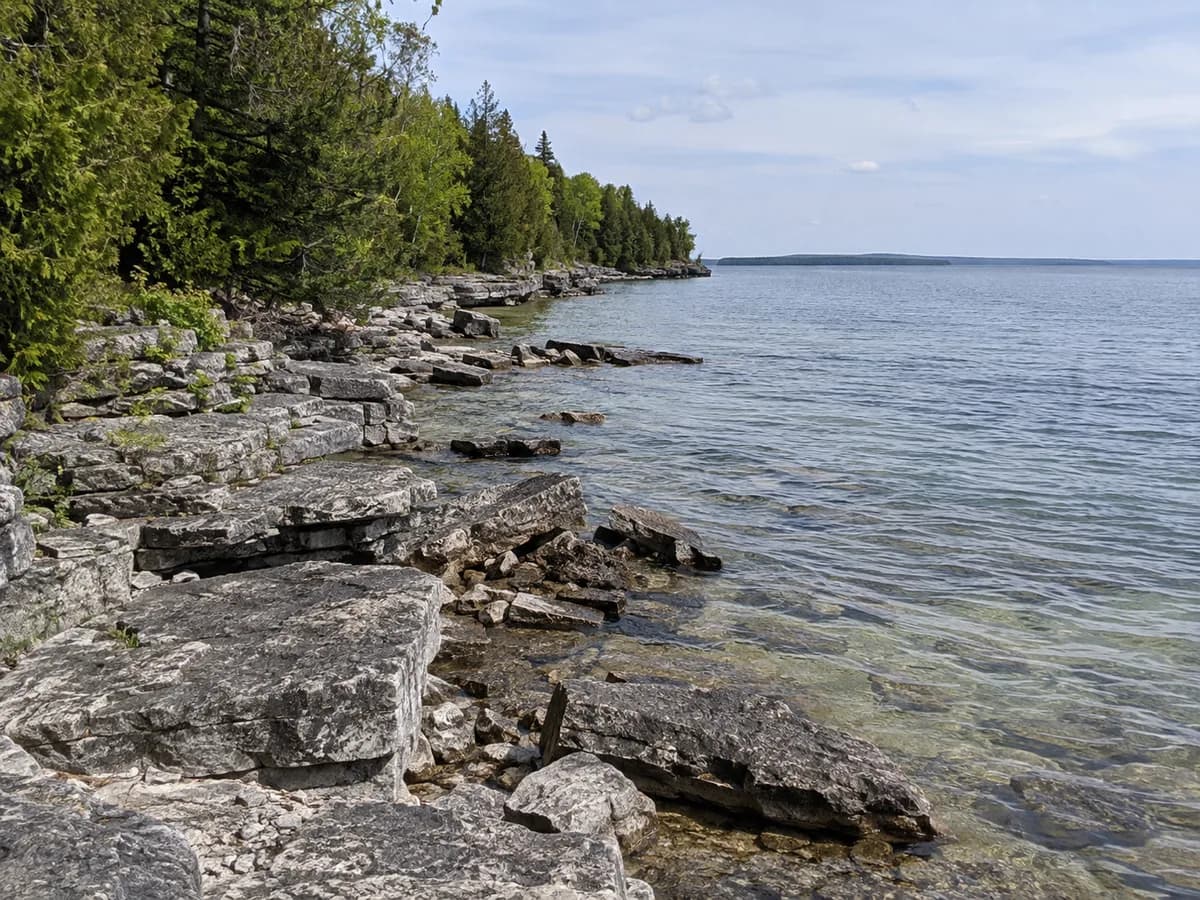 Rocky Lake Michigan shore scene inspired by Door County