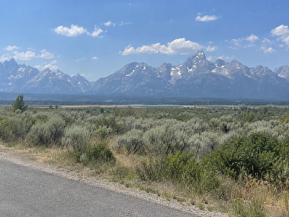 Sagebrush and mountain scene inspired by Grand Teton National Park