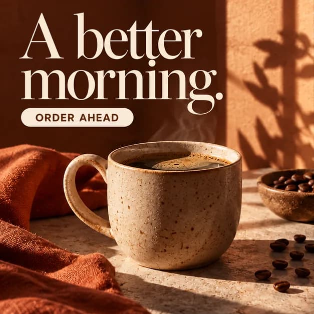 A sample Facebook ad: a coffee mug with the words A better morning